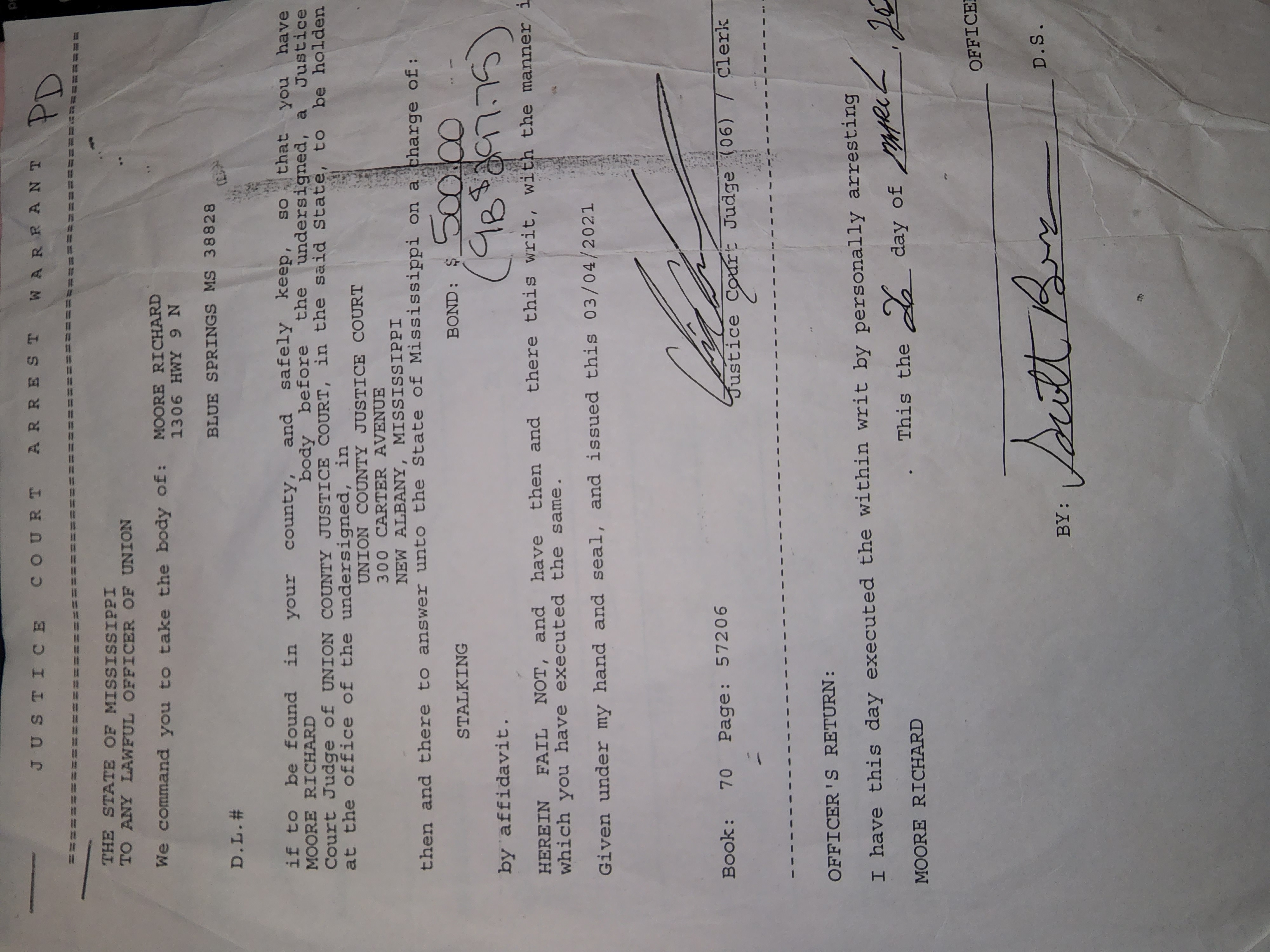 warrant aganist me by Adams one of the perps