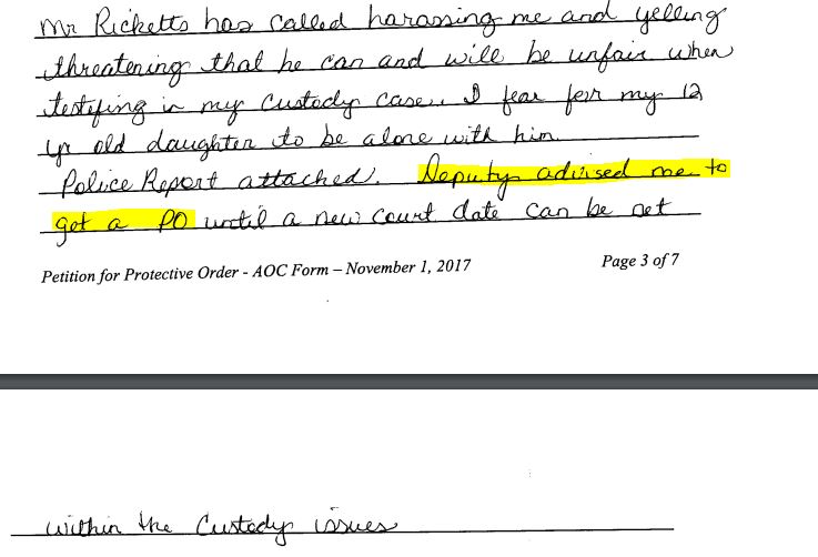 Ms. Compton's Statement in the Protective Order Petition
