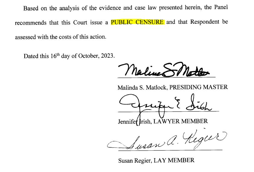 Public Censure of Isaac Shields