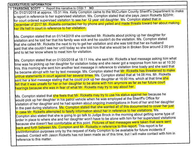 Narrative Part One of Police Report