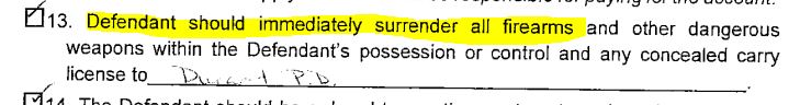 Surrender Firearms Ordered